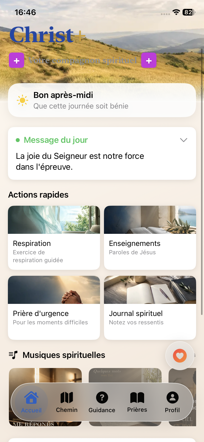 Aperçu de l'application Christ+